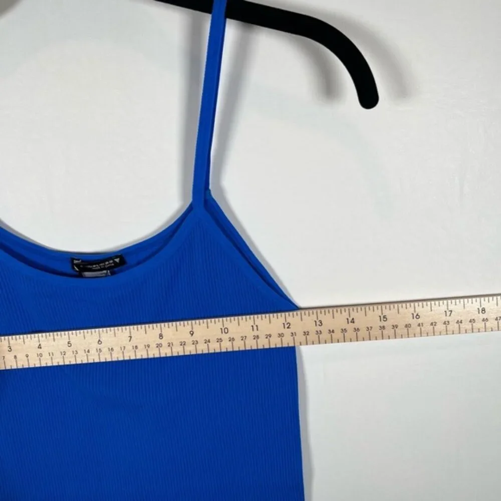 ZARA New Blue Ribbed Romper M/L Stretch Bodycon‎ Sleeveless Scoop Neck Jumpsuit